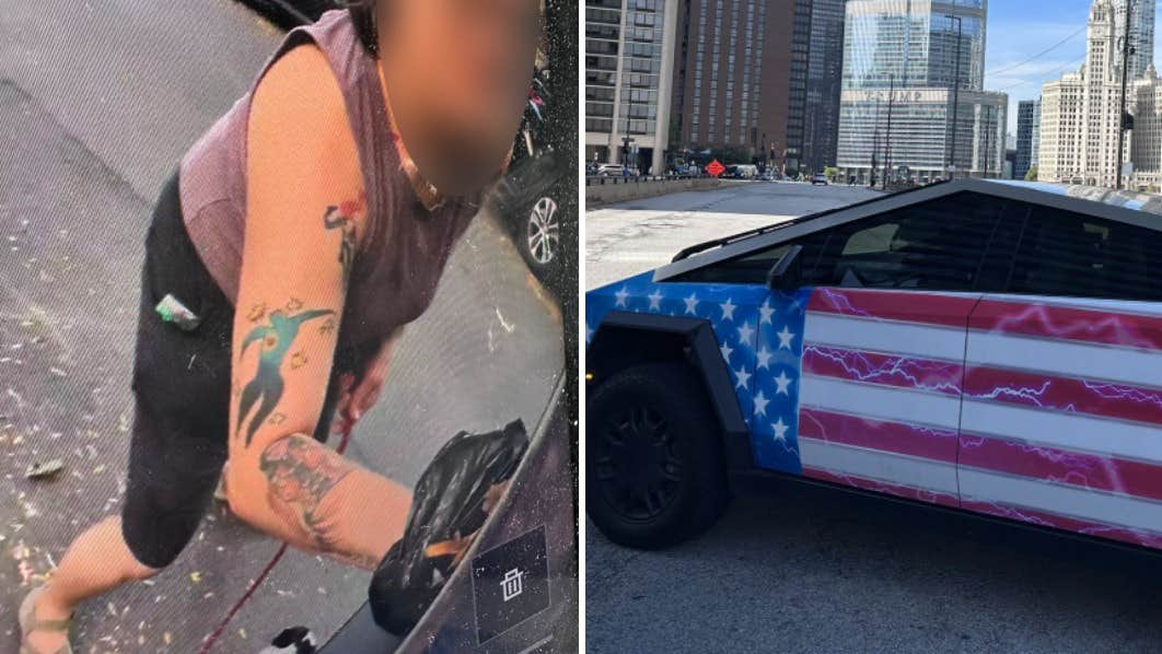 Kvinnans äckliga protest mot Trump – på Tesla i Chicago