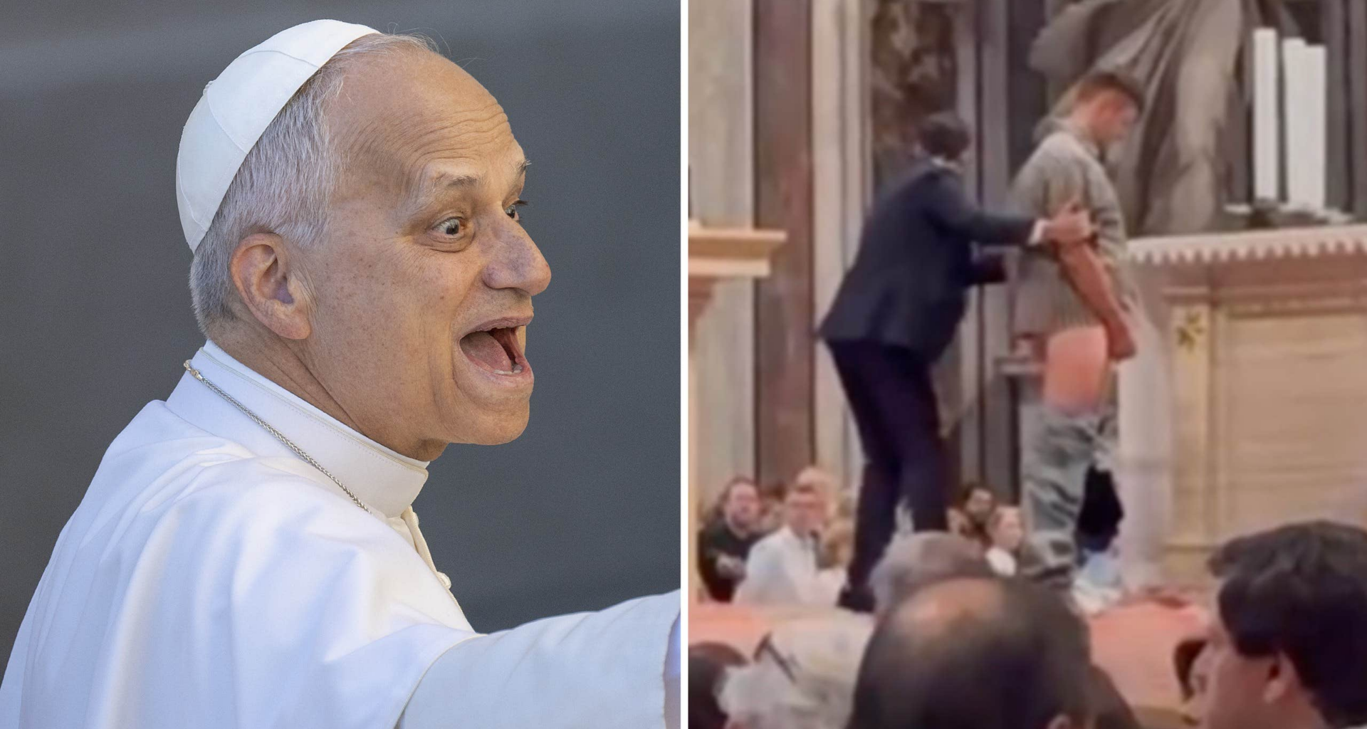 Påven i chock – efter
draget vid hans altare