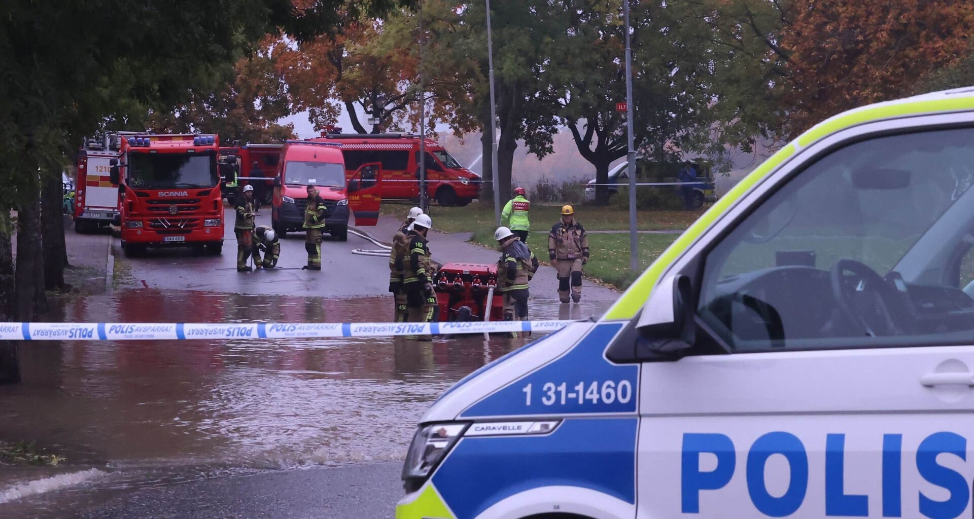 Vattenläcka vid SVT-huset och ambassader i Stockholm