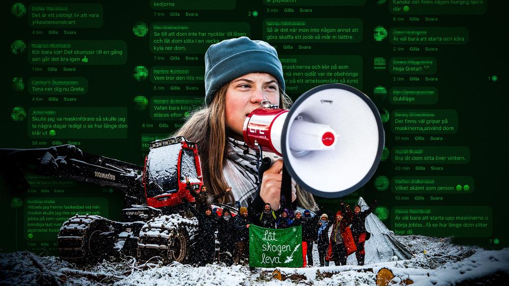 Hotfull hatvåg mot Greta efter skogsprotest: Kör över henne!