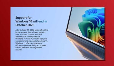Windows 10 end of support message screenshot