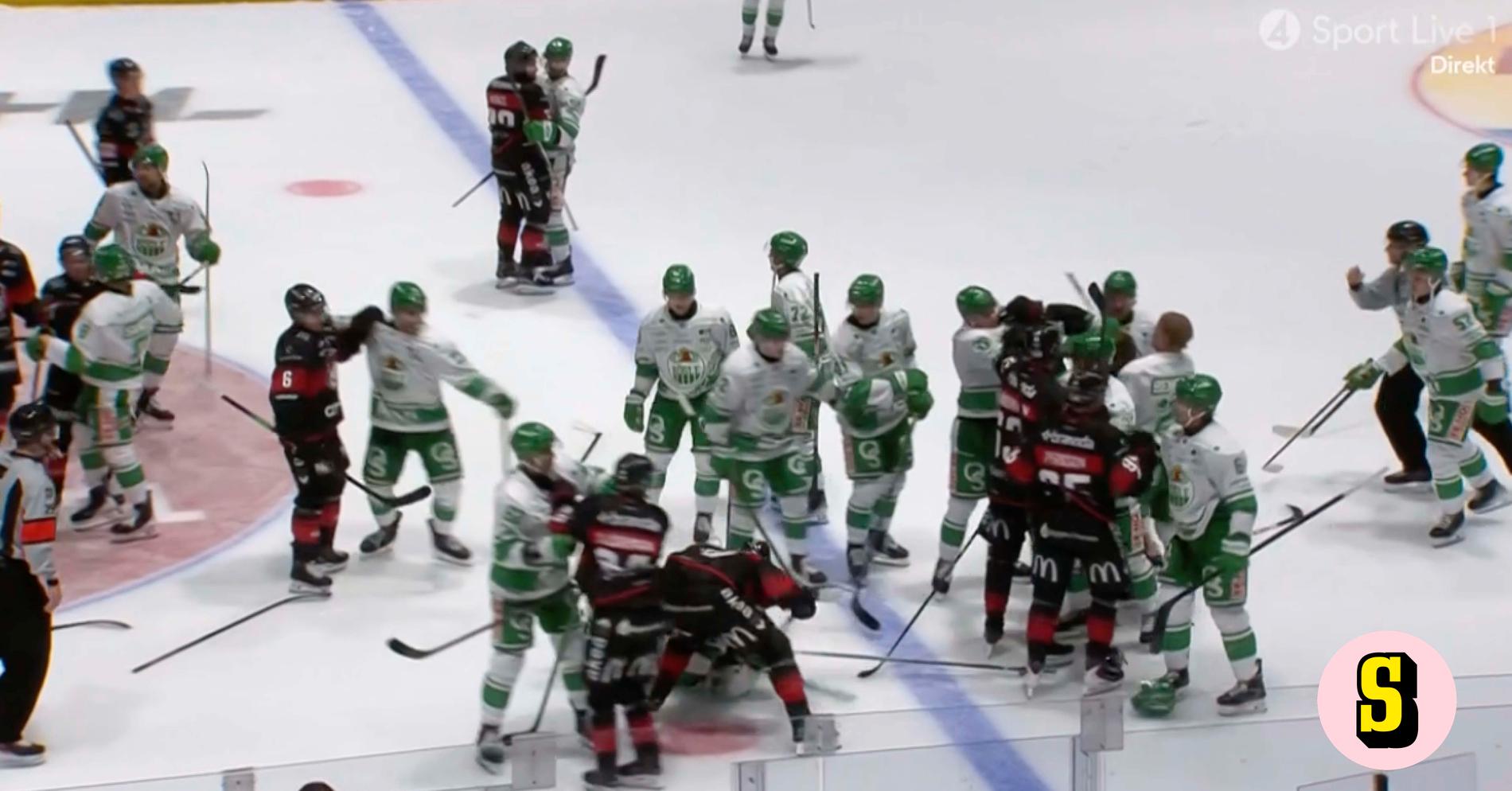 Jättebråk mellan Malmö och Rögle och i SHL
