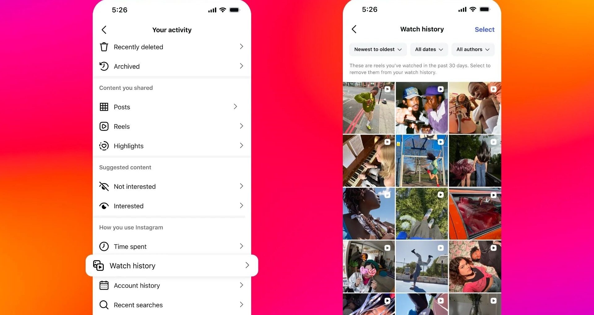 Instagram lanserar Visningshistorik - så hittar du alla Reels du har sett