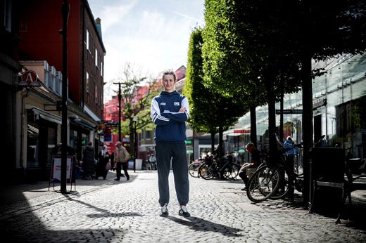 Ängelholms centrum, bekant mark för Aleksandra Omelaniuk.