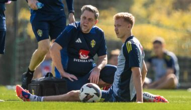 Landslaget • Oroande bilder på Hugo Larsson – tvingades bryta träning