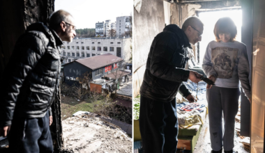 Putins drönare träffade Irynas och Romans hem i Kiev.