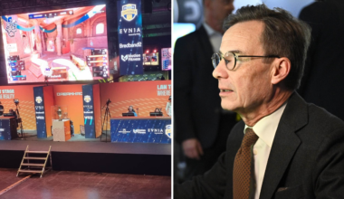 Ulf Kristersson på Dreamhack – ägs numera av Saudiarabien