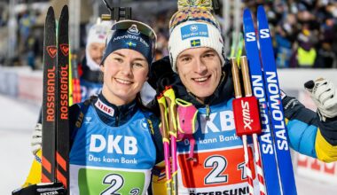 Skidskytte: Svenska succén: Sebastian Samuelsson och Ella Halvarsson vann
