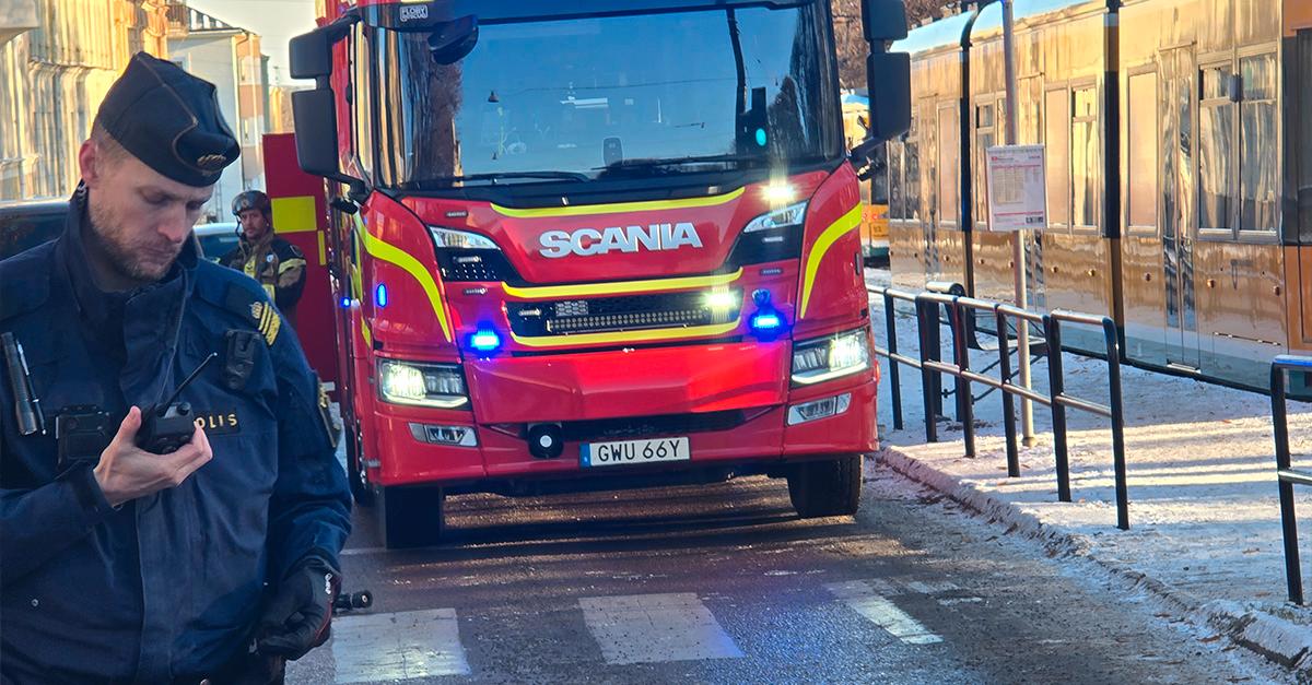 Person påkörd av grävmaskin i centrala Norrköping