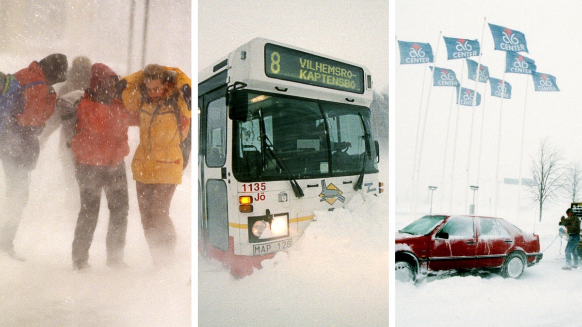 Så såg det ut i Jönköping 1995 när snösmockan slog till – Jönköpings-Posten