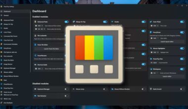 Microsoft PowerToys dashboard with PowerToys logo hero