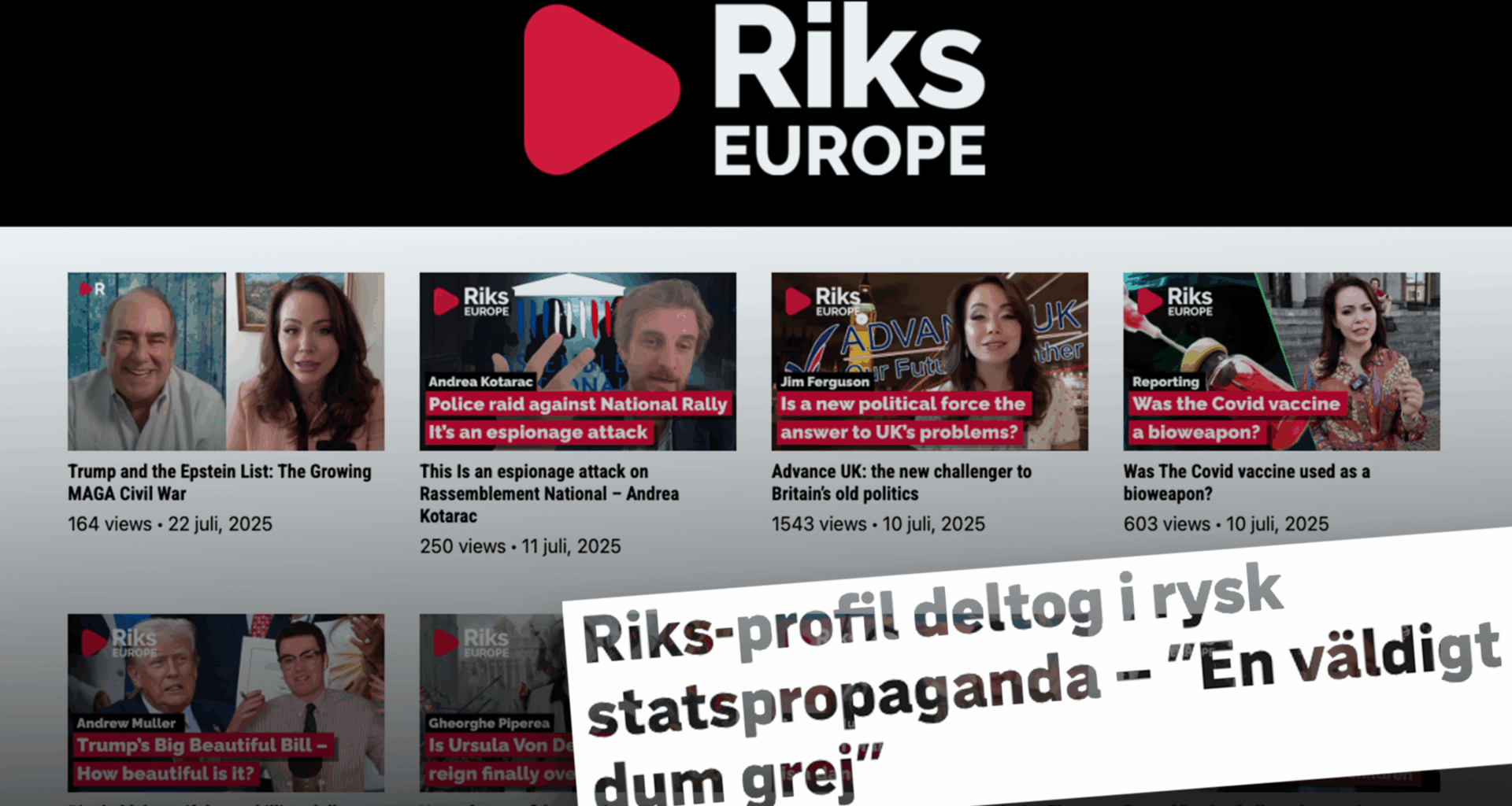 Riks Europe-profil kopplad till rysk statlig propaganda