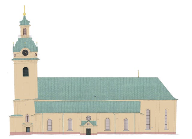 Under 1800-talet och en bit in i 1900-talet var kyrkan gul, för att därefter övergå till gråvit/vit. På 1950-talet blir den gul igen. Den nyansen är den som inspirerat till den gula den får nu.