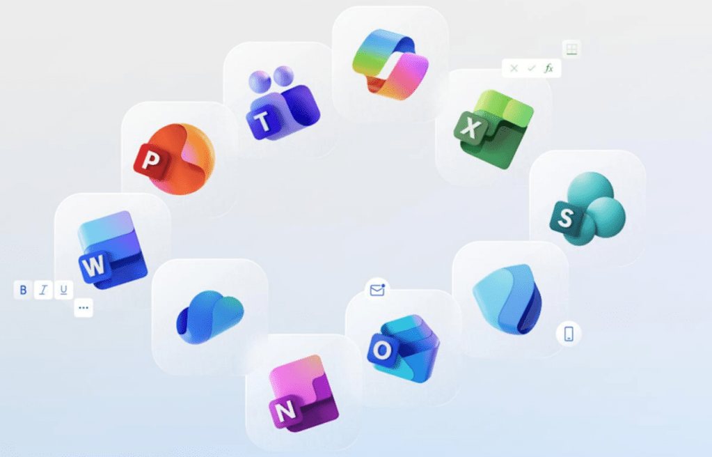 Microsoft 365 app icons Oct. 2025
