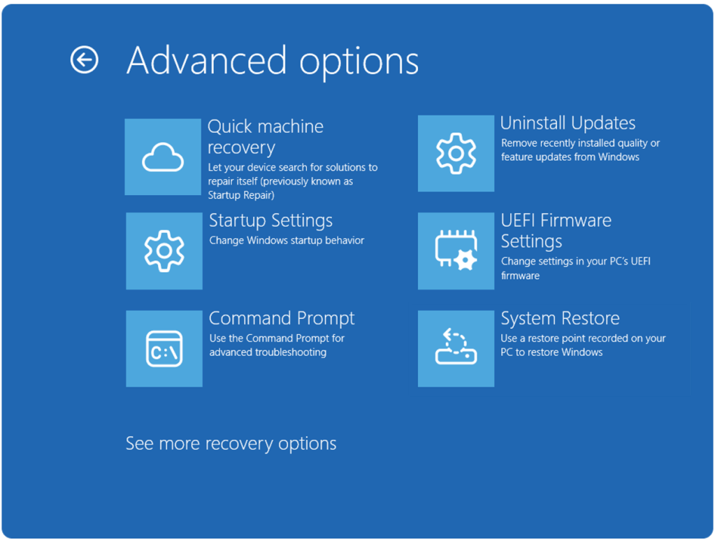Windows 11 Quick Machine Recovery