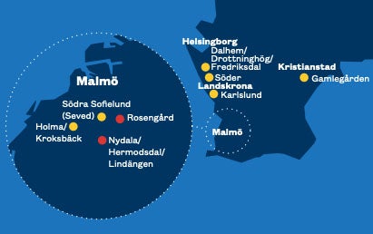 Polisens karta över utsatta områden i Skåne.