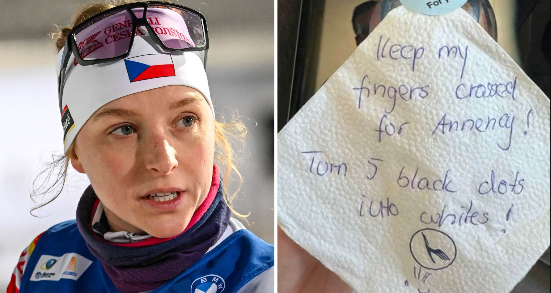 Skidskyttestjärnans chock efter lappen från flygvärdinnan | Skidskytte