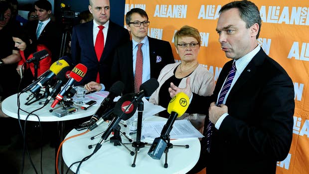 Tidöpartierna har majoritet, vilket inte har hänt sedan Alliansens första mandatperiod. Här syns dåvarande partiledarna för alliansen Jan Björklund (L), Maud Olofsson (C), Göran Hägglund (KD) och Fredrik Reinfeldt (M). 