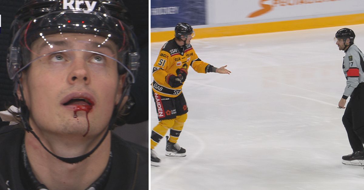 Ishockey: Markus Nurmi fick klubba i ansiktet – visades själv ut