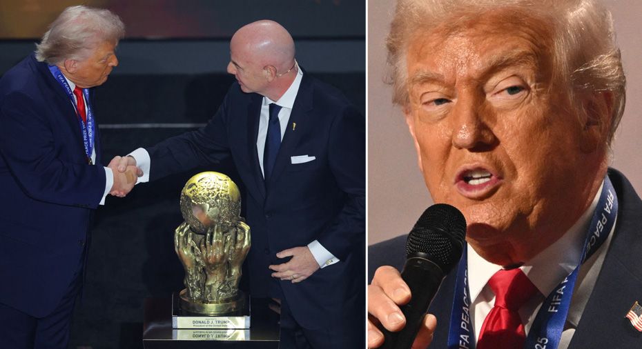 Se när Trump får Fifas fredspris i spelaren.
