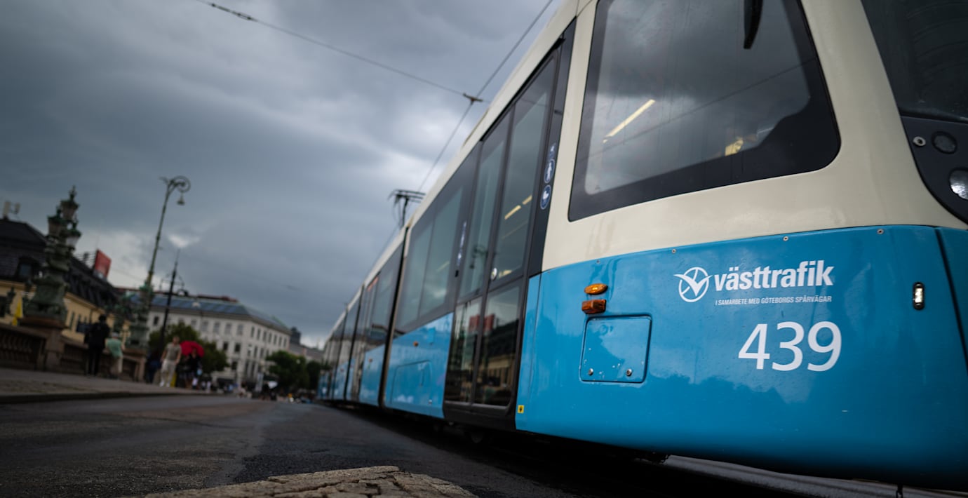 Man på elsparkcykel påkörd av spårvagn i Göteborg