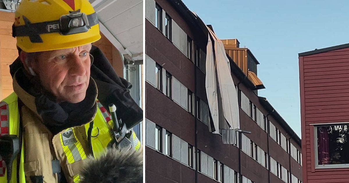 Tak på Hotell Södra berget i Sundsvall har blåst bort: ”Blåser orkanstyrka här”