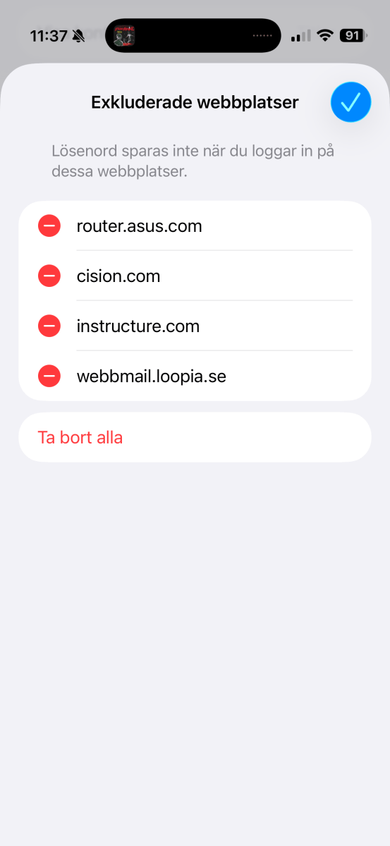 Exkluderade webplatser