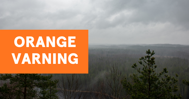 Stanna hemma om du inte måste ge dig ut - orange vädervarning i länet