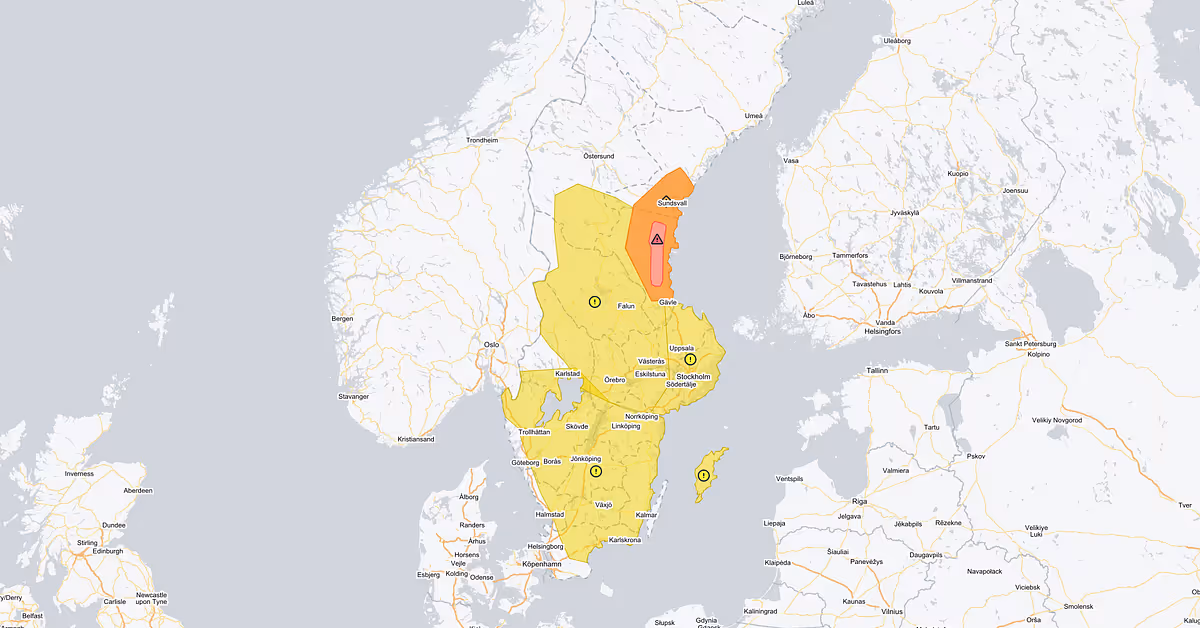 SMHI: Röd vädervarning i Gävleborg