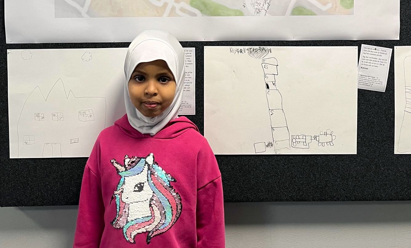 Aida, 7 år, har ritat en karta över Tensta.