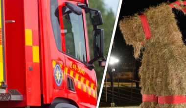 Julbocken i Fole brann ner – räddningstjänsten var på plats