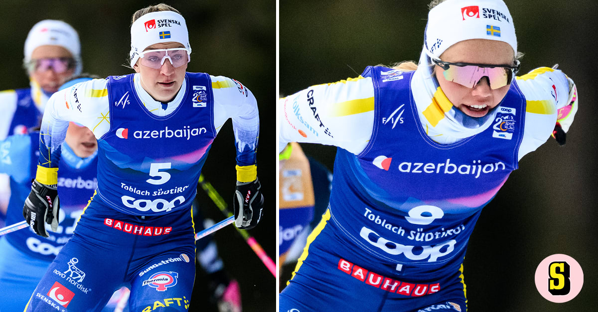 Emma Ribom och Moa Ilar på pallen i tredje etappen i Tour de Ski