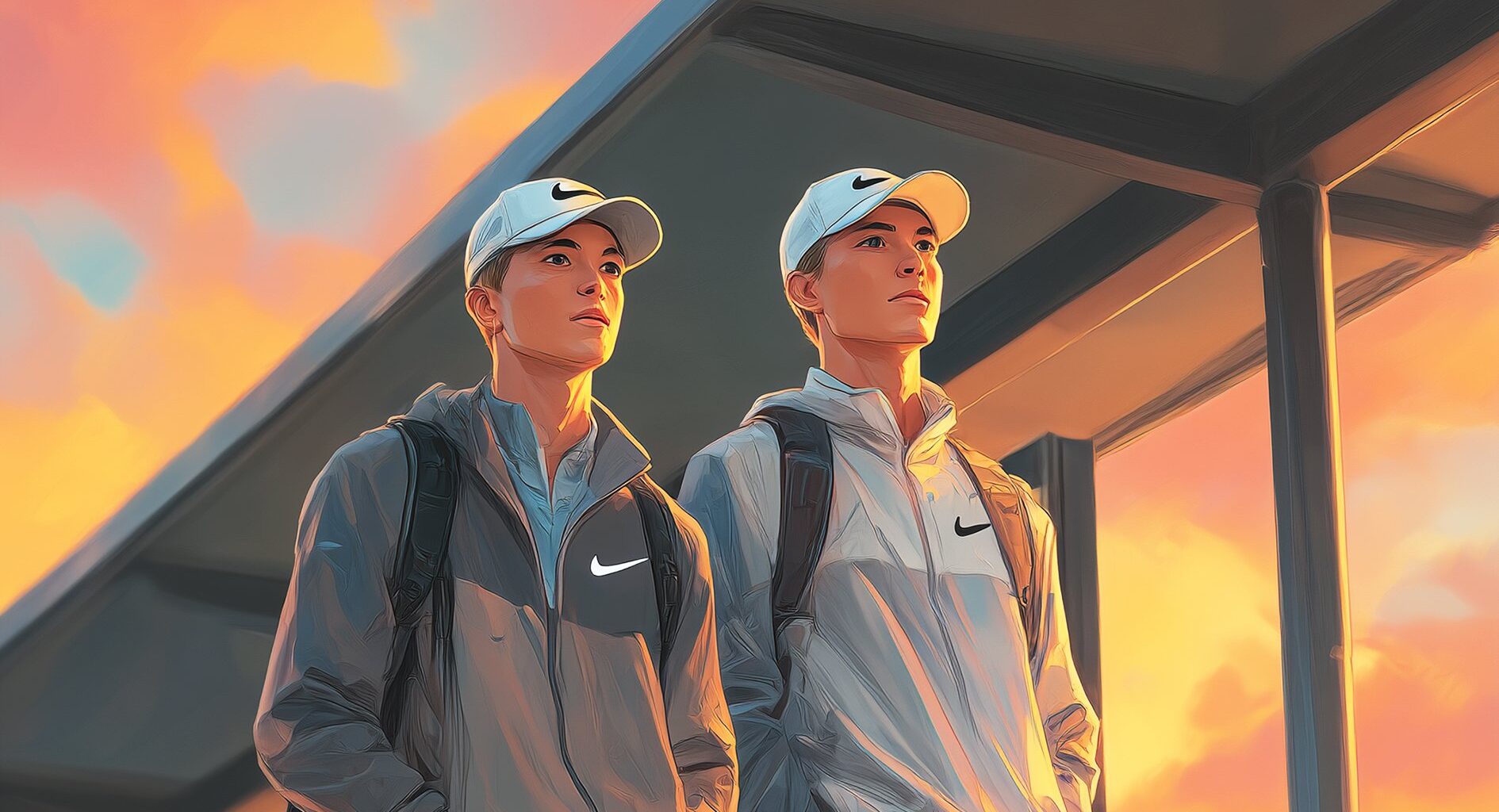 illustration golfande ungdomar