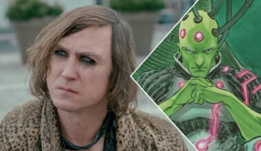 Lars Eidinger i "Irma Vep", jämte Brainiac.