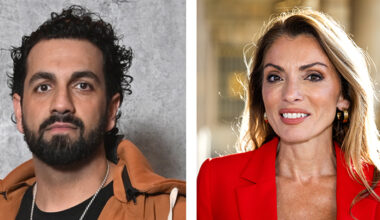 Två bilder. Han har svart lockigt hår. Hon har långt brunt hår.