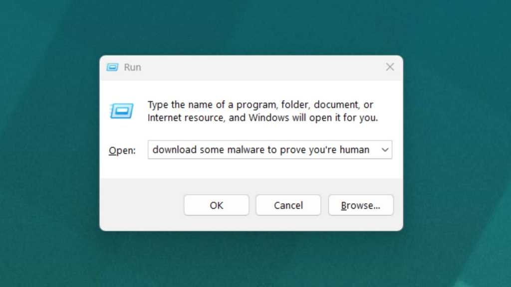 windows run command download some malware