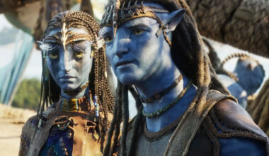 Zoe Saldana och Sam Worthington i "Avatar: Fire and Ash"