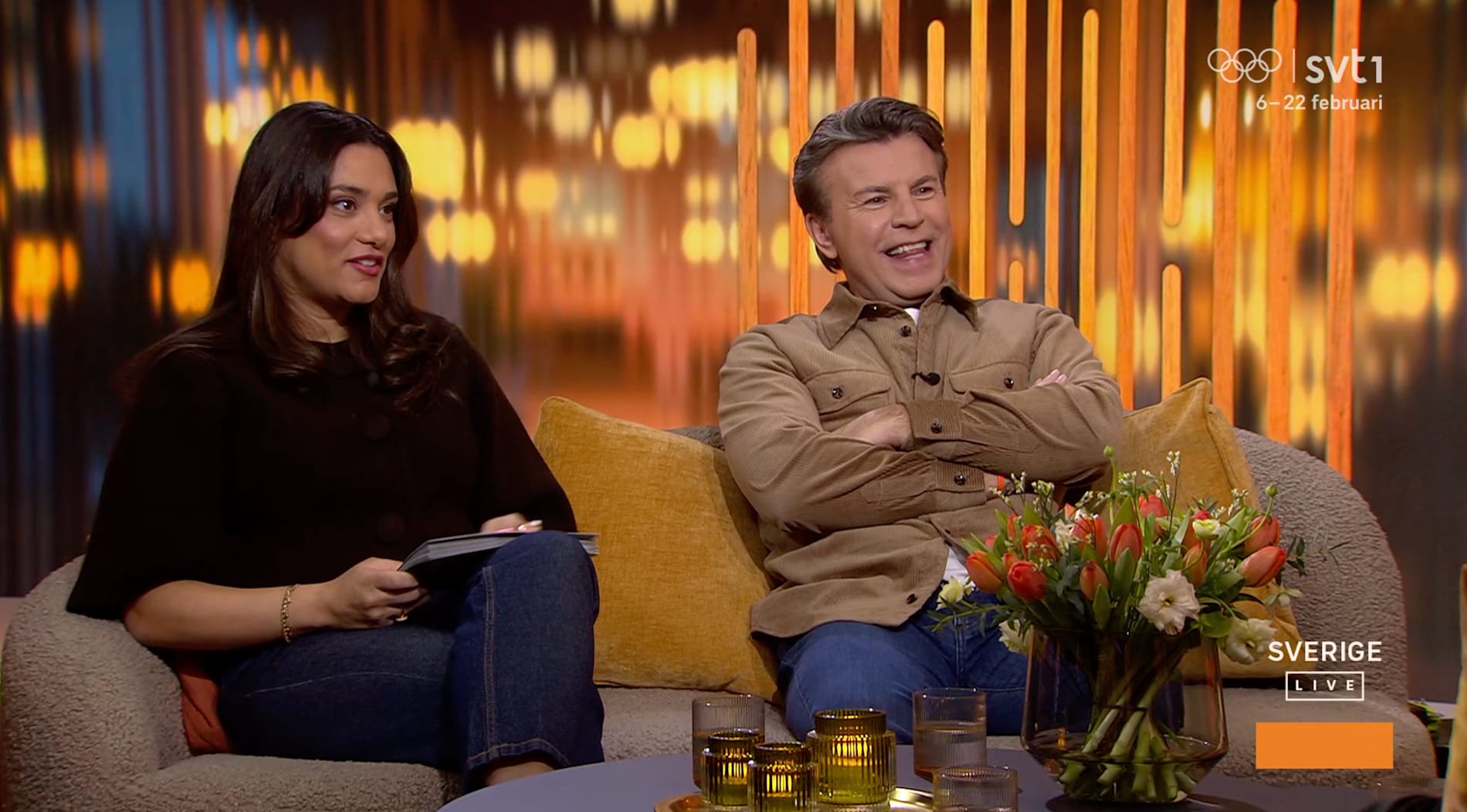 Farah Abadi och Jovan Radomir i ”Sverige live”. 