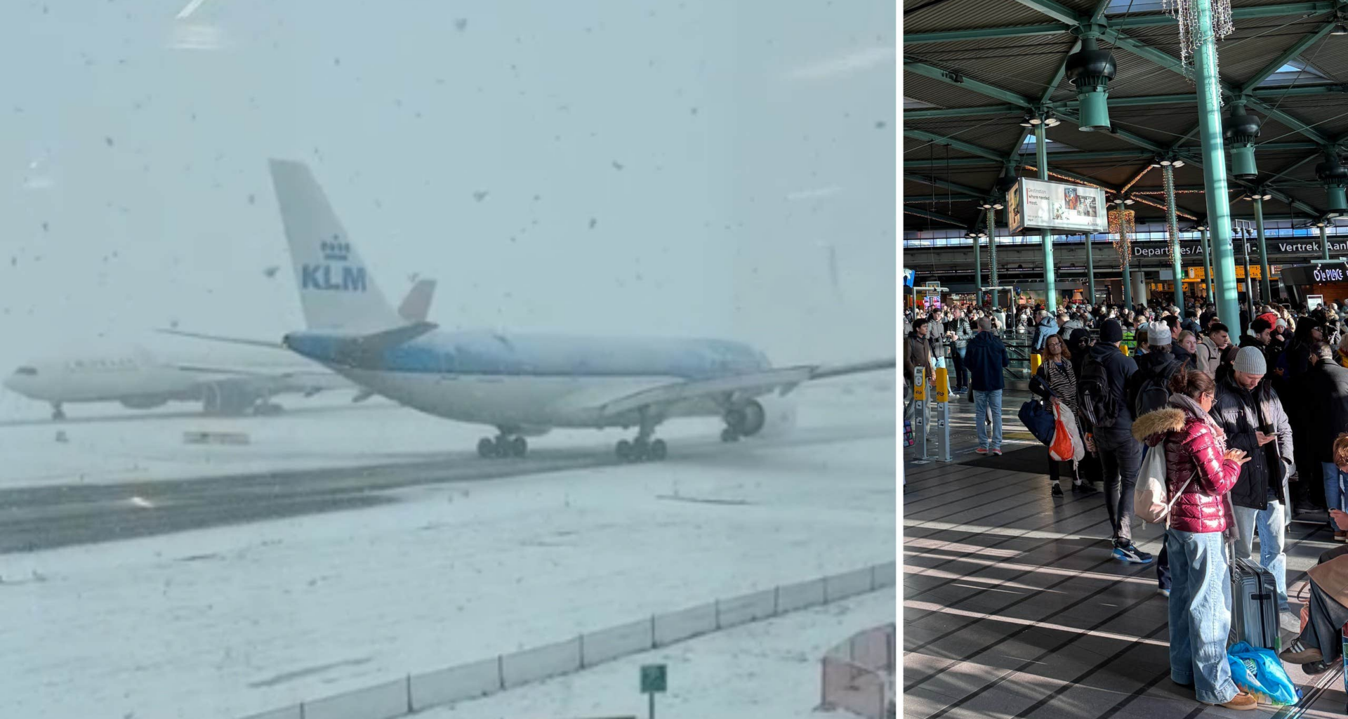Linus, 25, är fast på
Schiphol i snökaoset