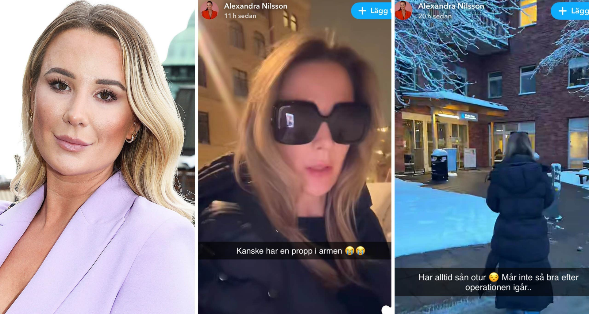 Alexandra Nilsson akut till sjukhus efter operation