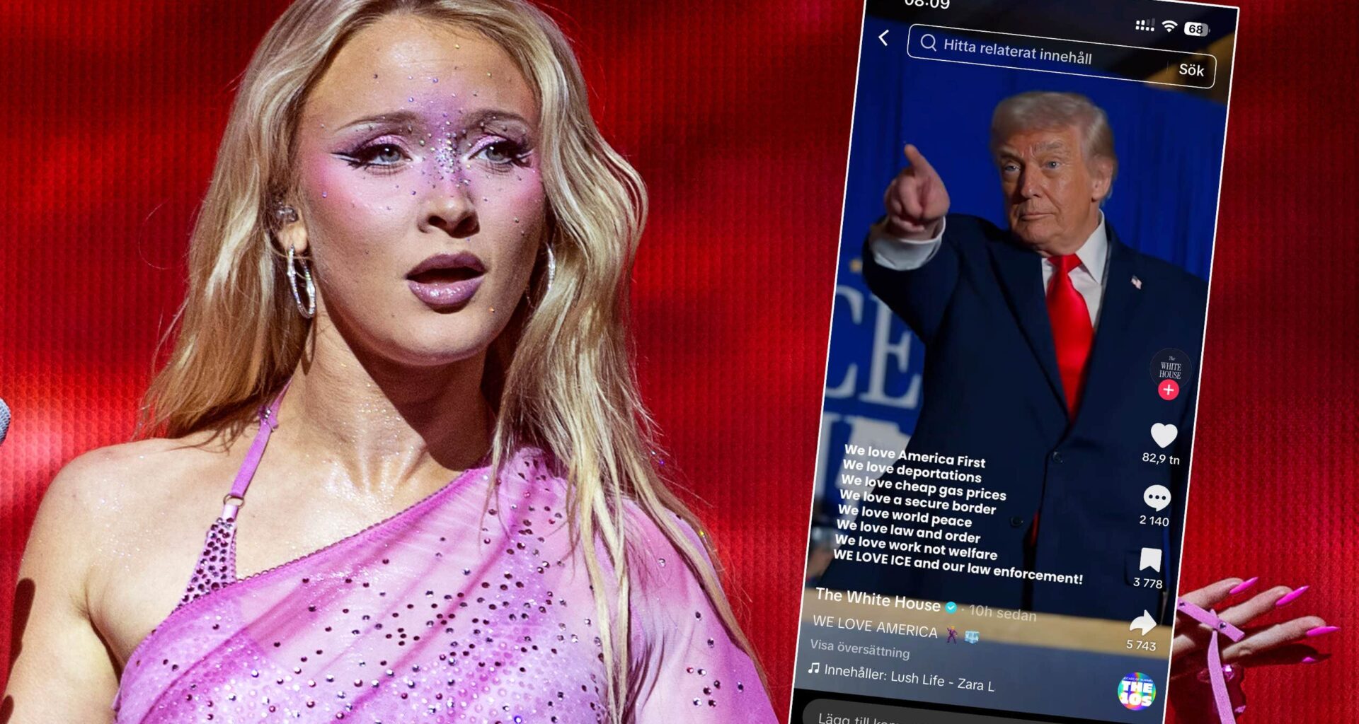 Vita husets svar till Zara Larsson som hatar ICE