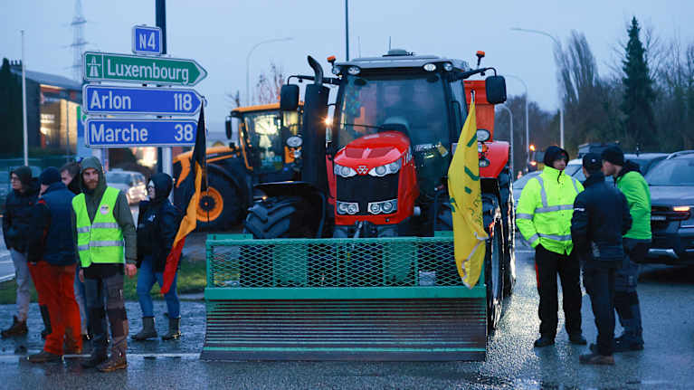 Bönder i Belgien demonstrerar mot mercosuravtalet.