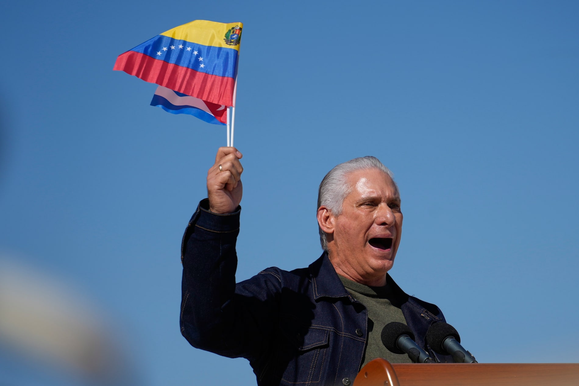Kubas president Miguel Diaz-Canel i samband med evenemang till stöd för Venezuelas tillfångatagne ledare Nicolás Maduro. Bilden är tagen 3 januari.