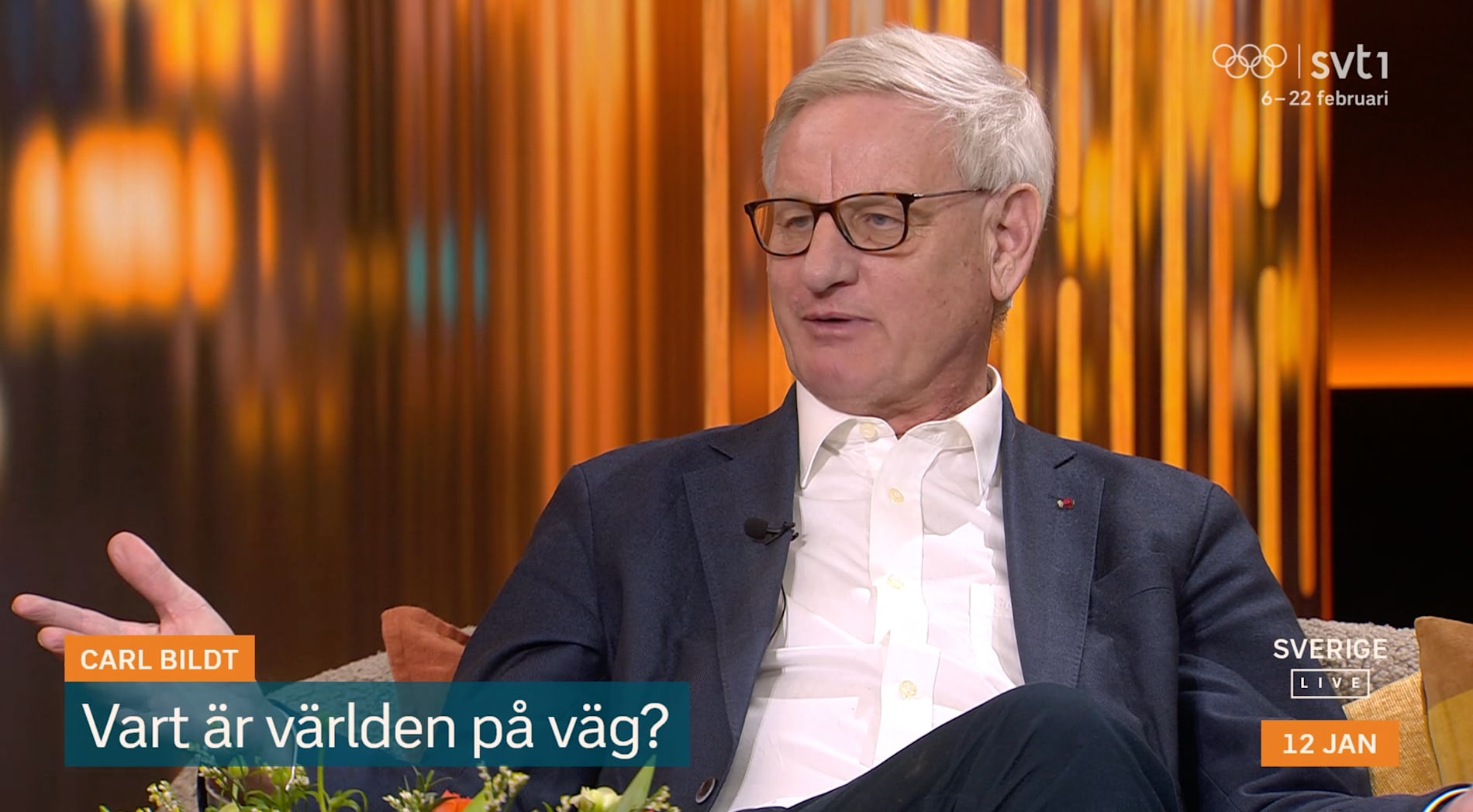 Carl Bildt var en av gästerna i måndagens program. 