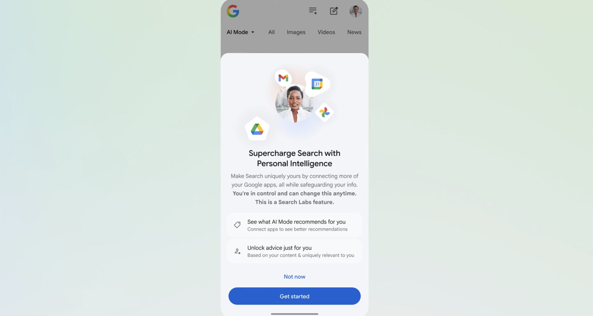 Googles AI-läge blir mer personligt. Personal Intelligence kommer till sökmotorn.