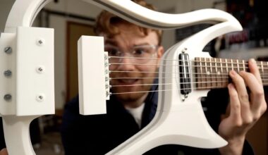 Kolla in gitarr med svävande strängar. Ballt hemmabygge från svenske Mattias Krantz.