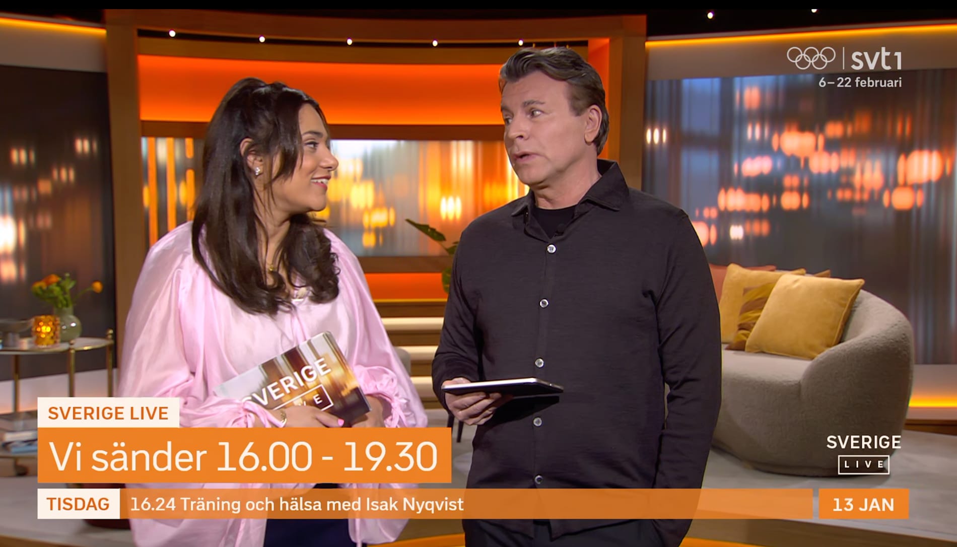 Farah Abadi och Jovan Radomir i tisdagens ”Sverige live”. 