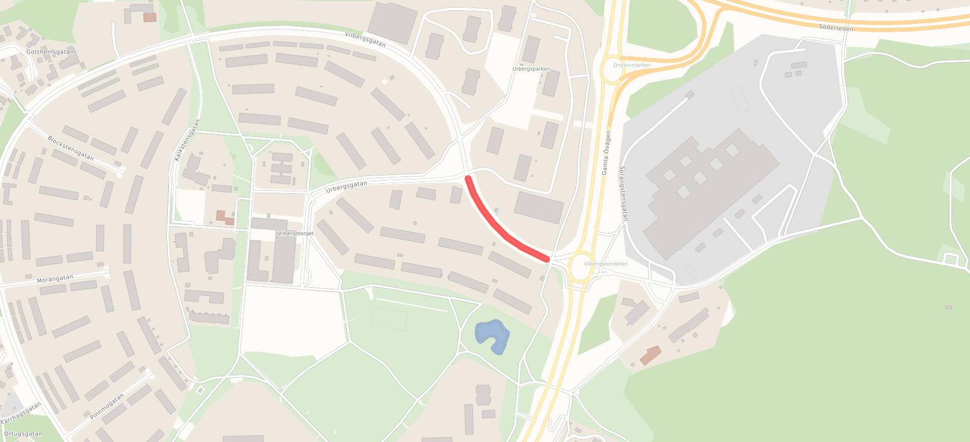 Vilbergsgatan mellan Gamla Övägen och Urbergsgatan stängs av för biltrafik
