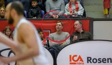 Dirk Nowitzki på basketmatch i Uppsala