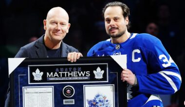 Mats Sundin på plats i Toronto och hyllade Auston Matthews